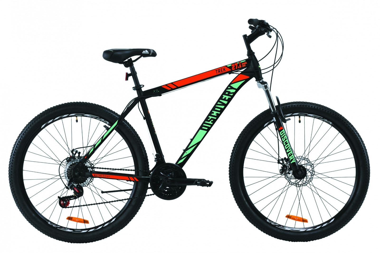 

Велосипед Discovery Trek AM DD 27.5" 2020 Черно-красный с бирюзовым Рама 19.5"