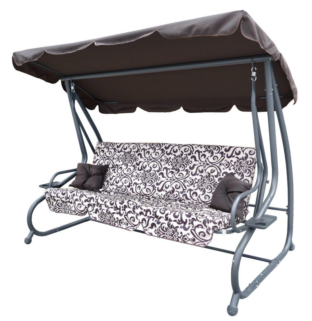 

Садовая качеля - диван 4-х местная раскладная Ramiz 8011 Коричневая новый дизайн + 2 подушки