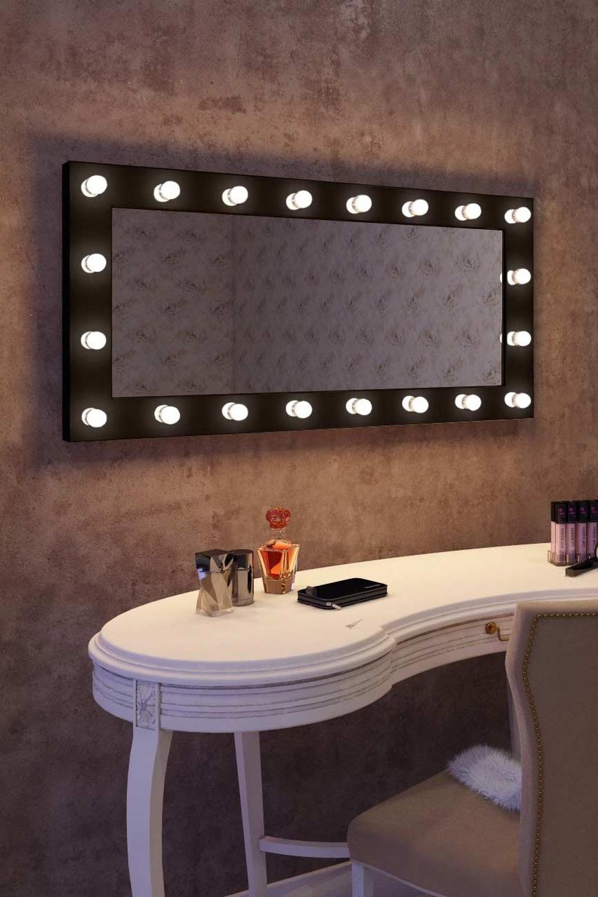 

Зеркало гримерное для макияжа HOLLYWOOD Mirrors 120х60 настенный Шоколадный матовый R (hmr3-10)