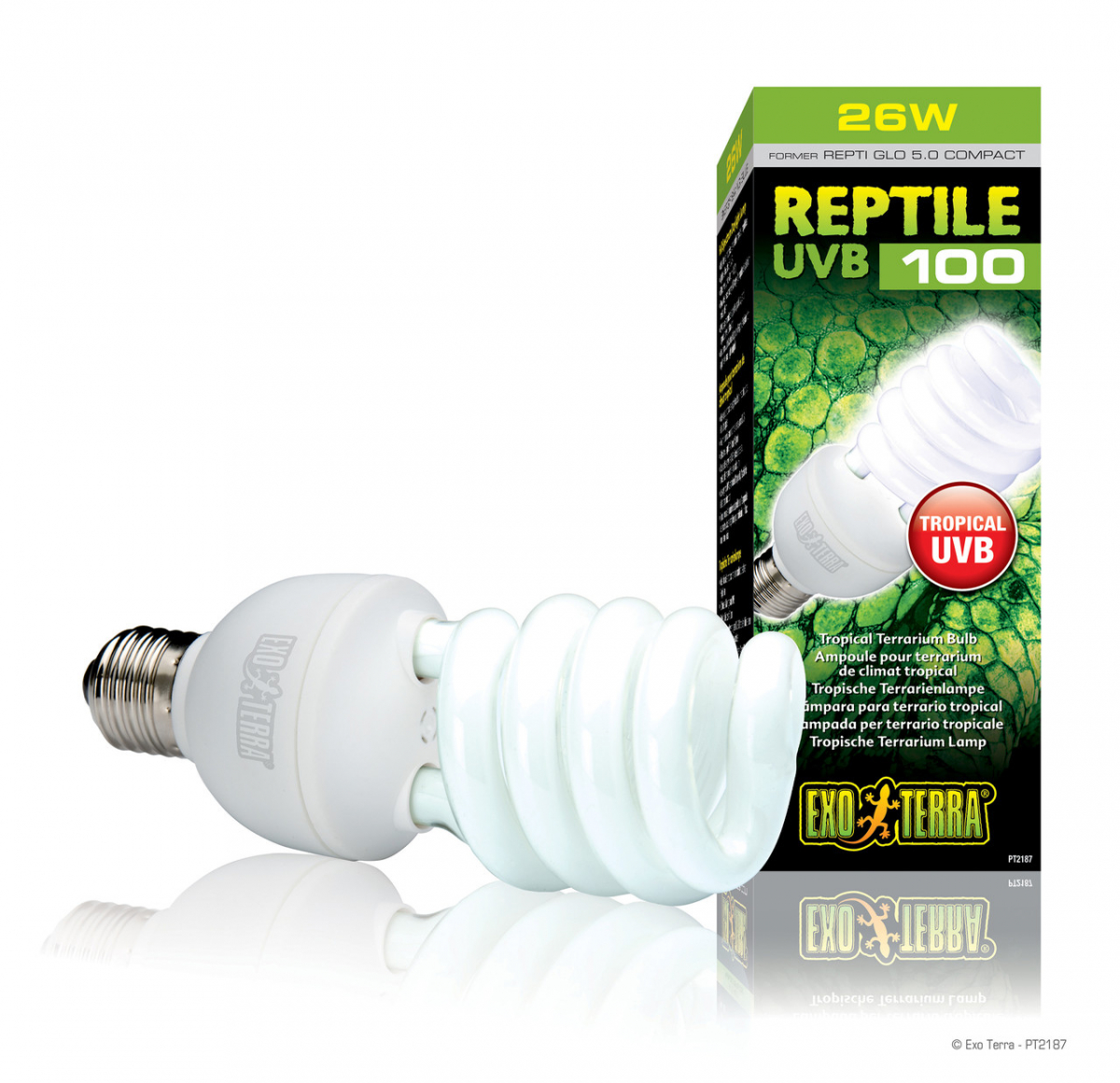

Лампа Exo Terra Repti Glo 5.0 UVB 100 для облучения лучами УФ-В спектра 25 W, E27 (PT2187)
