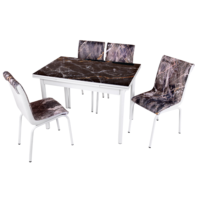 

Комплект обеденной мебели Черный Мрамор (раскладной стол 110*70 см и 4 стула)