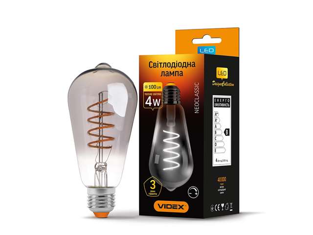 

Лампа LED Filament ST64FGD 4W E27 2100K 220V, 25173, Videx