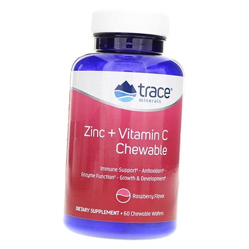 

Жевательный Цинк с Витамином С, Zinc + Vitamin C Chewables, Trace Minerals 60таб Малина (36474004)