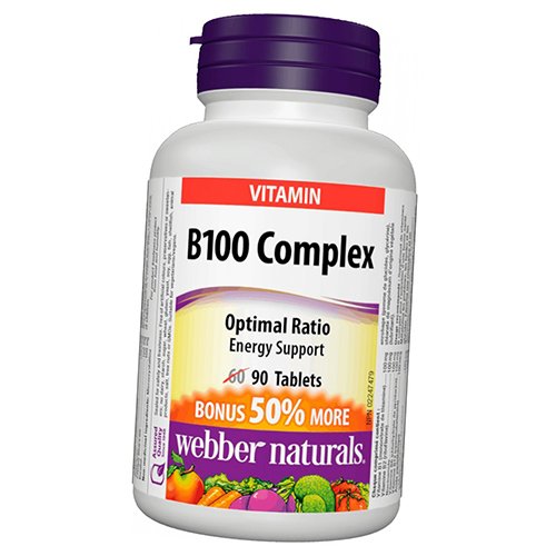 

Витамины группы В, B100 Complex, Webber Naturals 90таб (36485011)
