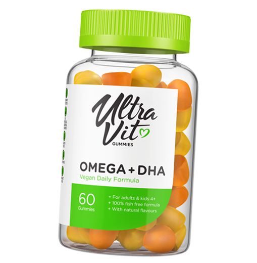 

UltraVit Omega+DHA Gummies VP laboratory 60таб Апельсин-лимон (67099004)