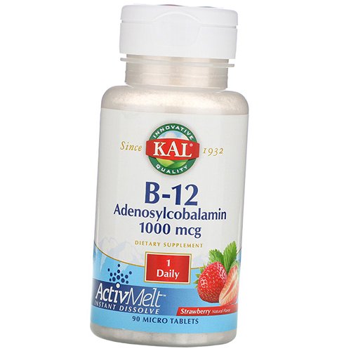 

Аденозилкобаламин, B-12 Adenosylcobalamin 1000, KAL 90таб Клубника (36424018)