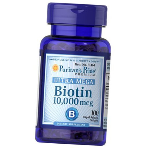 

Биотин, Biotin 10000, Puritan's Pride 100гелкапс (36367061)