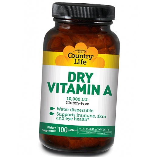 

Витамин А, Dry Vitamin A 10000, Country Life 100таб (36124084)