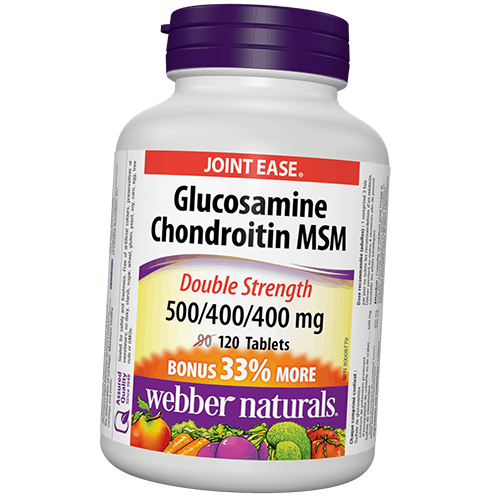 

Глюкозамин и Хондроитин с MСM Двойная сила, Glucosamine Chondroitin MSM Double Strength, Webber Naturals 120таб (03485001)