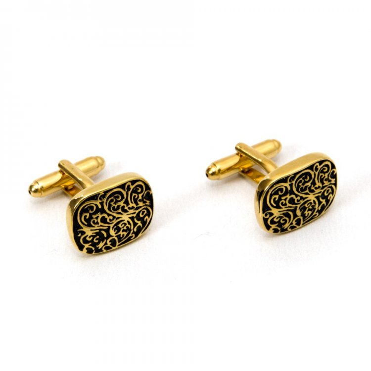 

Запонки Handmade С Золотистым Узором Черные Zph-1259 158962