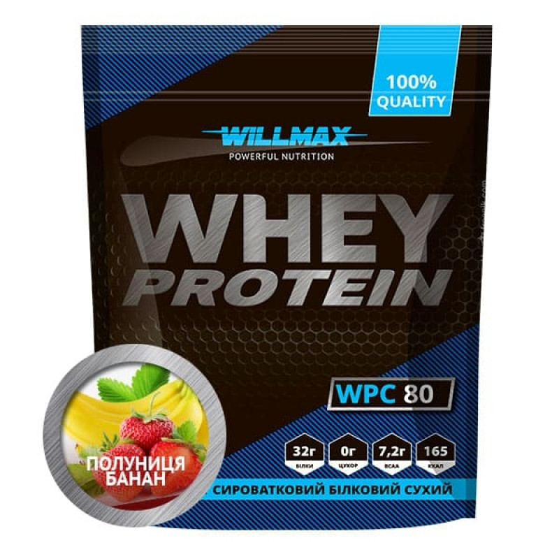 

Протеин Willmax Whey Protein 80% 920г Клубника- Банан