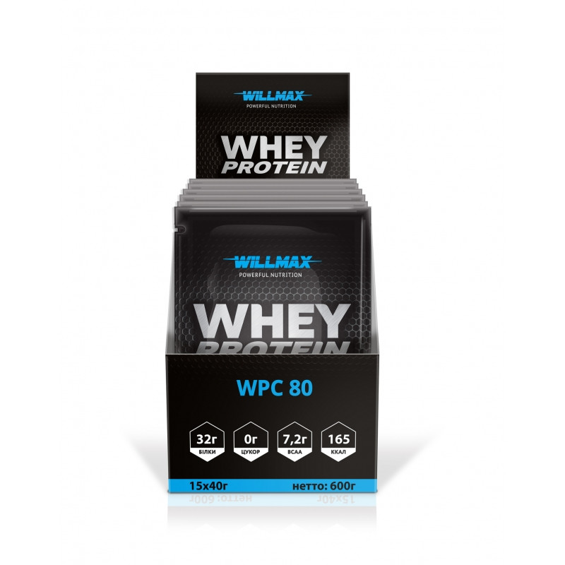 

Протеин Willmax Whey Protein 80% Ассорти 40г х15 саше-пакетиков