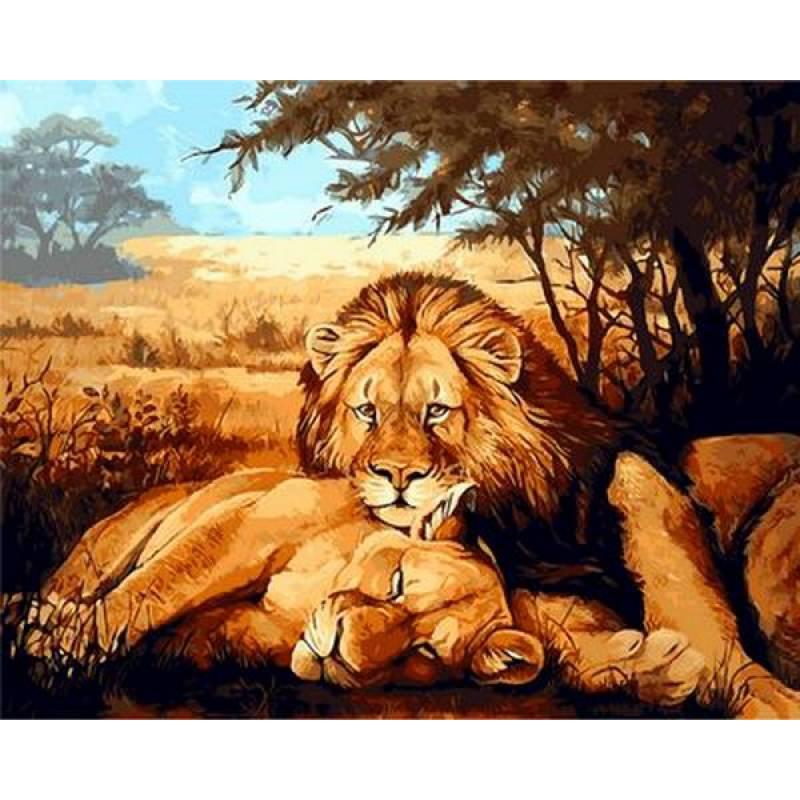 

Картина по номерам Q936 Львиная идиллия, 40x50 см., Mariposa