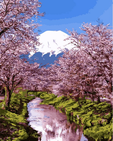 

Картина по номерам Q2195 Цветущая сакура 2, 40x50 см., Mariposa
