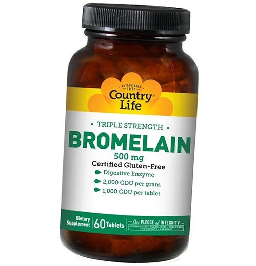 

Бромелайн, Triple Strength Bromelain, Country Life 60таб (69124003)