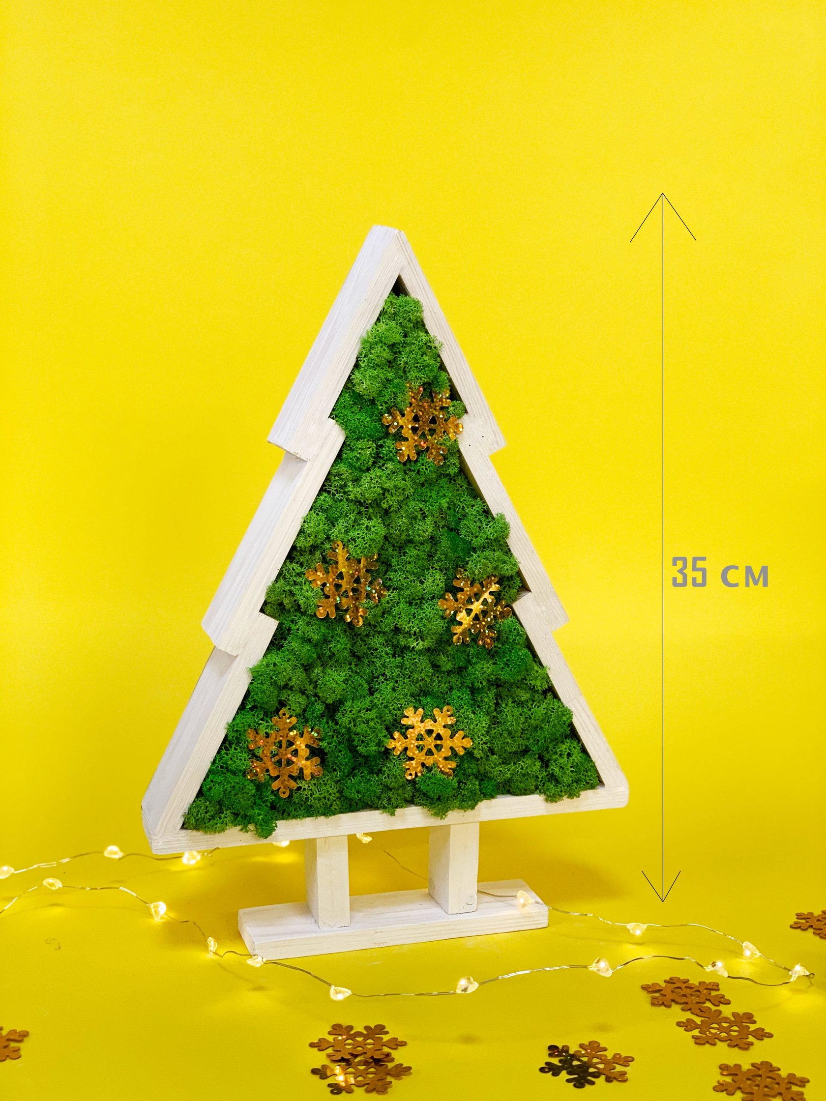 

Декор елочка со стабилизированным мхом WoodHouse Christmas tree white зеленый деревянная елка