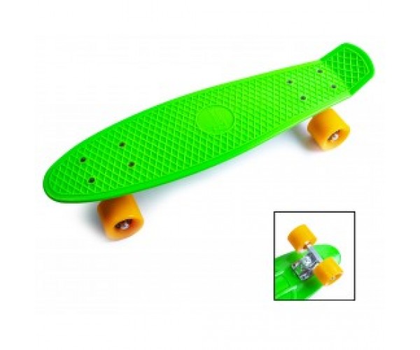 

Пенниборд 22 (Penny Board), Салатовый с оранжевыми матовыми колесами