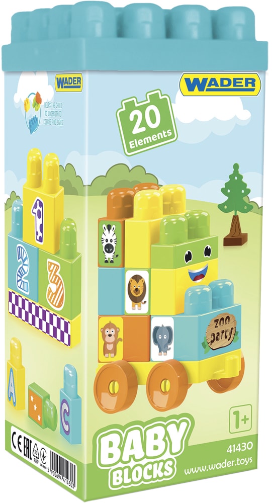 Конструктор Wader Baby Blocks Мои первые кубики 20 элементов в коробке ...