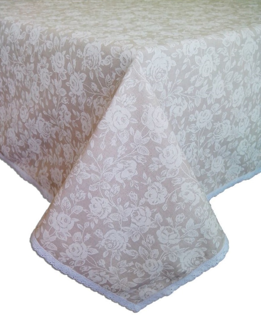 

Скатерть Прованс White Rose с кружевом 180х140 см