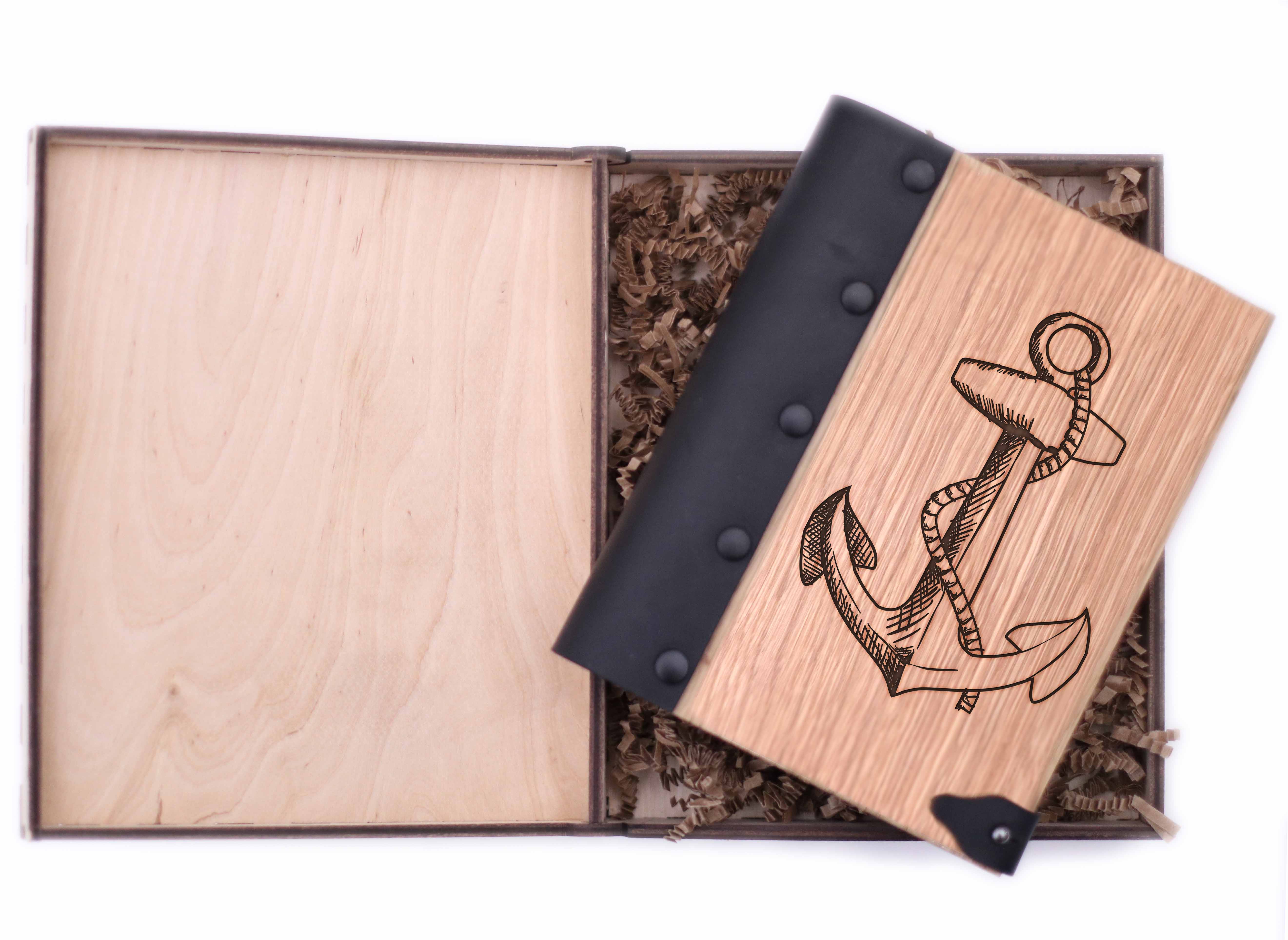 

Блокнот WOODEN NOTEBOOK Якорь Деревянная обложка А6 в точку 80 листов (WN0124)