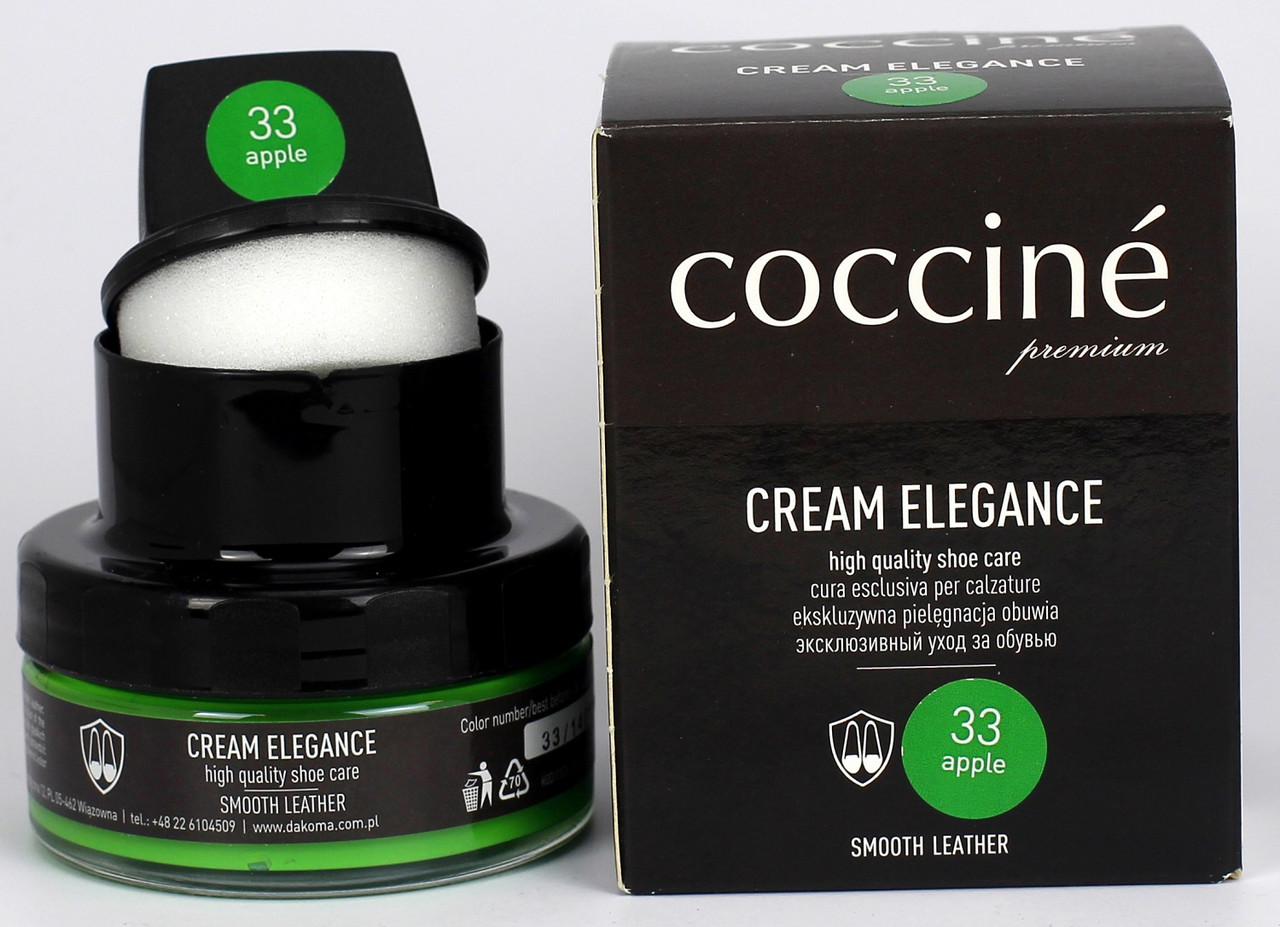 

Крем для обуви с губкой Coccine CREAM ELEGANCE Зеленый 50мл 55/26/50/33