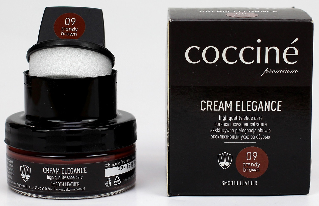 

Крем для обуви с губкой Coccine CREAM ELEGANCE Трендовый коричневый 50мл 55/26/50/09