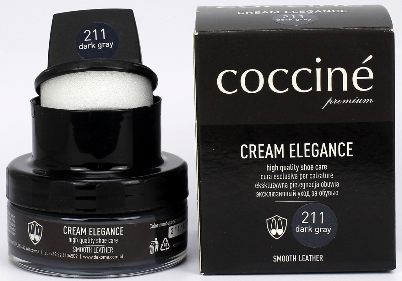 

Крем для обуви с губкой Coccine CREAM ELEGANCE Темно-серый 50мл 55/26/50/211