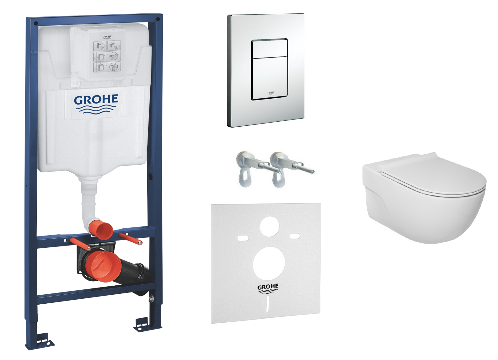 

Унитаз подвесной Roca Meridian (A34H240000) + сидение с функцией soft close + инсталляция Grohe Cosmopolitan (38772001) с кнопкой
