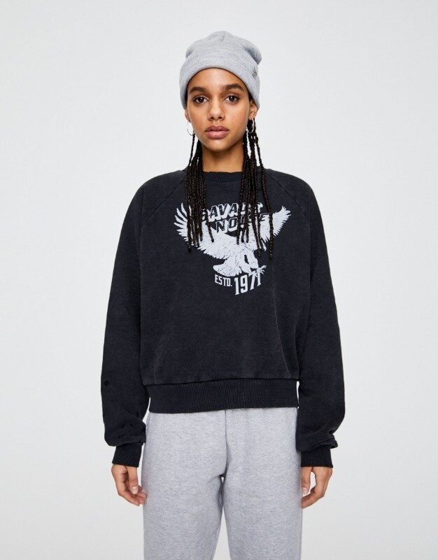 

Свитшот Pull & Bear 5596/322/800  Черный, Свитшот Pull & Bear 5596/322/800 S Черный
