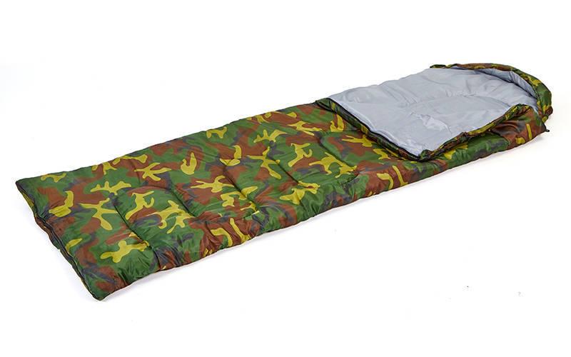 

Спальный мешок одеяло с капюшоном Zelart camouflage 500г на м2 SY-4062