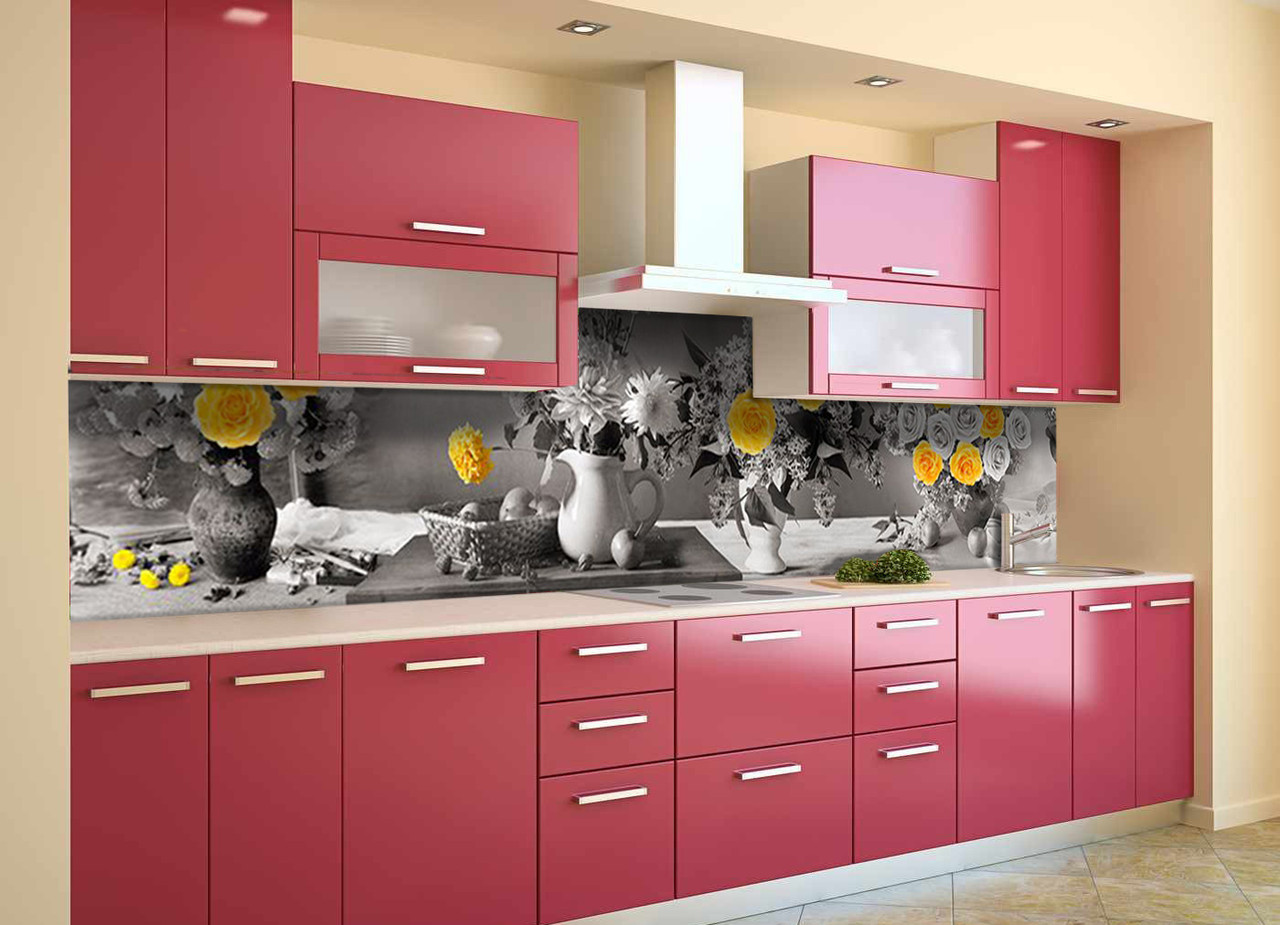 

Скинали на кухню Zatarga «Желтый акцент» 600х3000 мм виниловая 3Д наклейка кухонный фартук самоклеящаяся Z180826/2