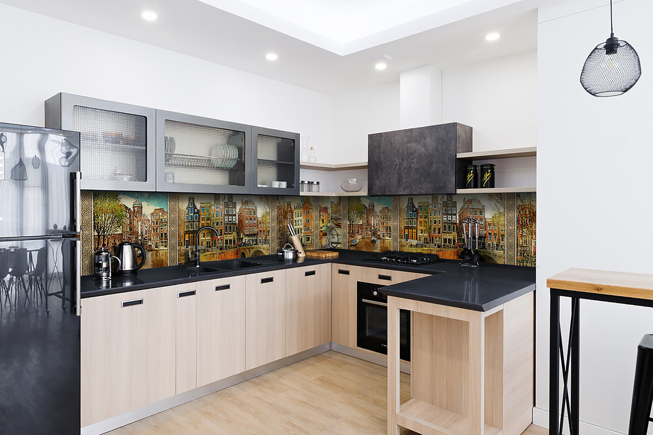 

Скинали на кухню Zatarga «Старинный Амстердам» 650х2500 мм виниловая 3Д наклейка кухонный фартук самоклеящаяся Z180853/1