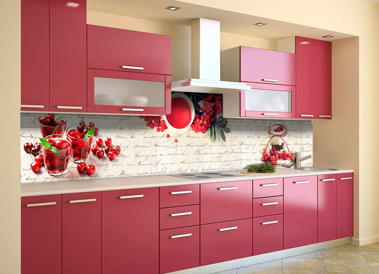 

Скинали на кухню Zatarga «Красные ягоды 02» 600х3000 мм виниловая 3Д наклейка кухонный фартук самоклеящаяся Z180759/2