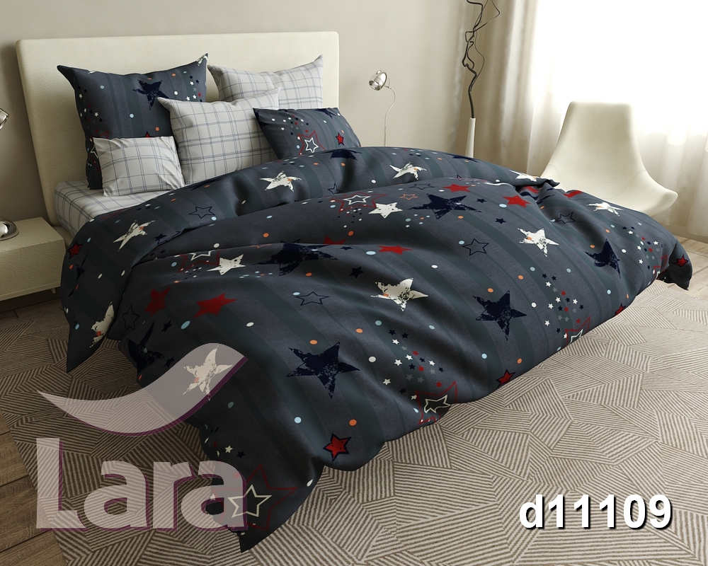 

Постельное белье LARA бязь d11109d двуспальное 4 наволочки в комплекте