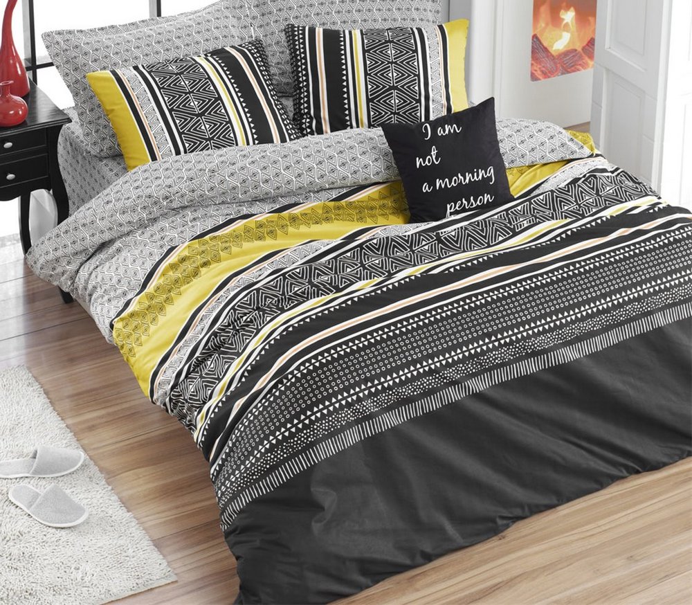 

Постельное белье EnLora Home евро ранфорс Formas Sari Siyah