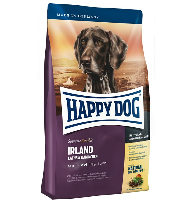 

Сухой корм Happy Dog Irland Sensible для взрослых собак всех пород с аллергиями и проблемами кожи лосось и кролик 4 кг
