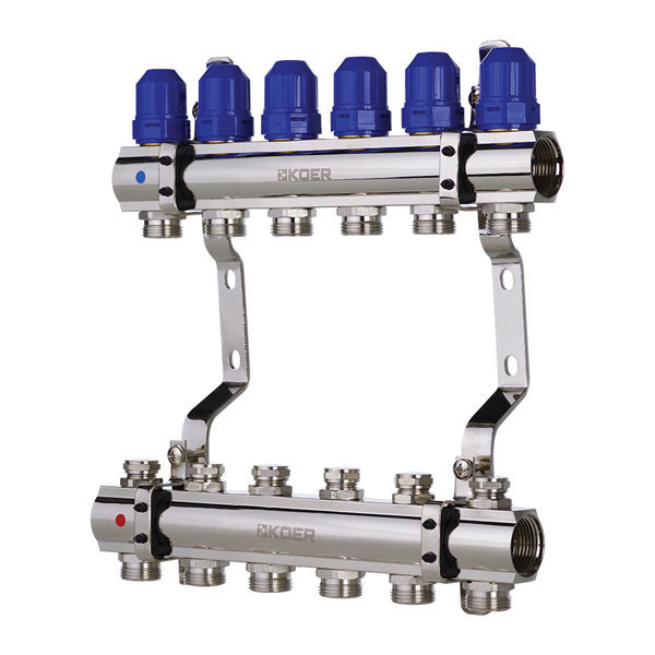 

Коллекторный блок с термостатическими клапанами KR.1100-06 1”x6 WAYS KR2632 Koer (KR2632)