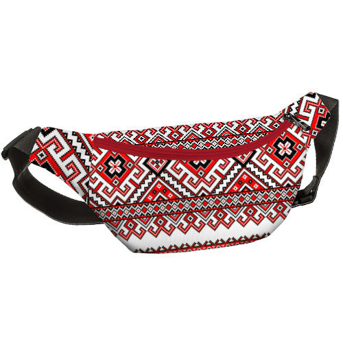 

Сумка на пояс бананка Bumbag Presentville Орнамент красный 27х16 см