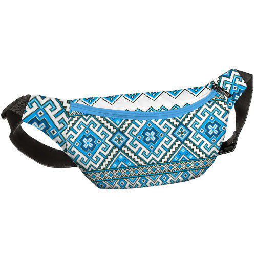 

Сумка на пояс бананка Bumbag Presentville Орнамент голубой 27х16 см