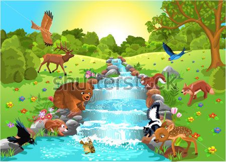 

Фотообои ArtSide Звери на водопое (100582264) Штукатурка