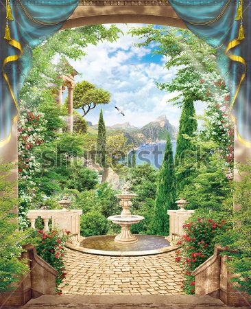 

Фотообои ArtSide Фонтан (350098661) Штукатурка