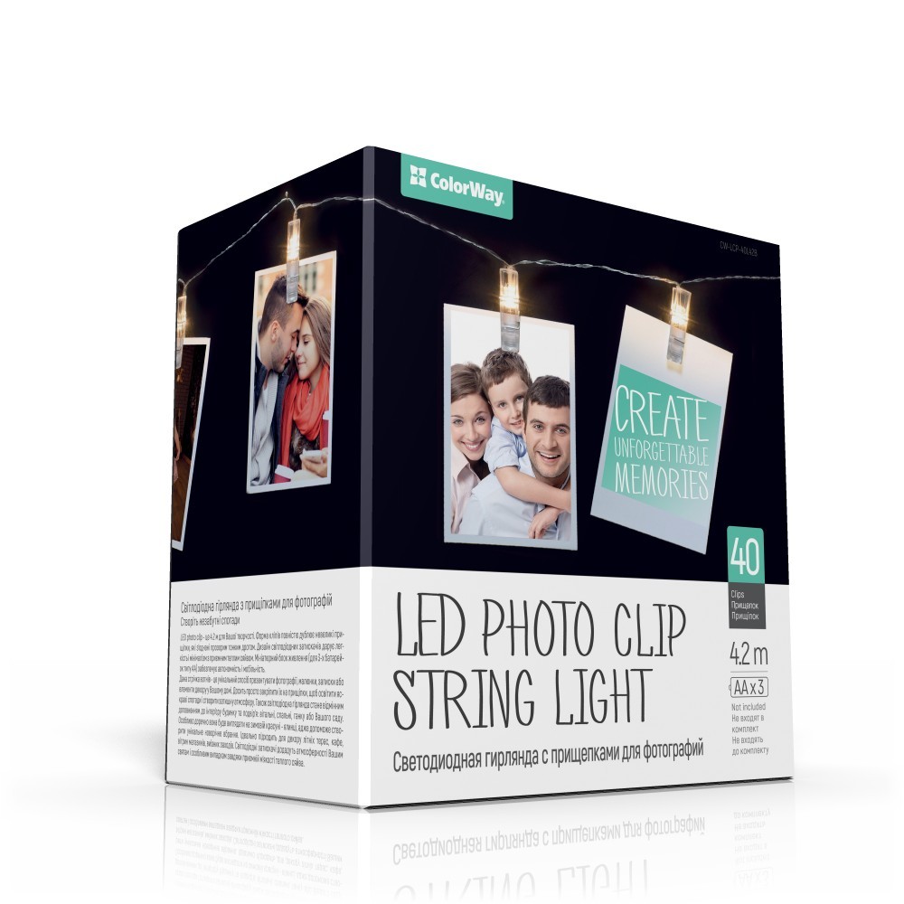 

Світлодіодна гірлянда ColorWay з защіпками для фото 40LED/4.2м (3хАА не входять в комплект)