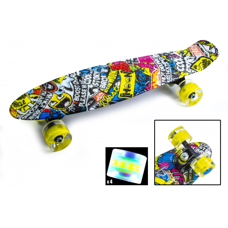

Пенни борд Penny Board Graffiti Inscription 22" со светящимися колесами