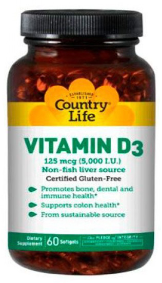 

Витамины Country Life VITAMIN D3 5000 IU 60 капсул (015794058076)