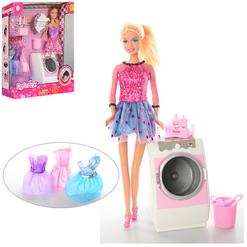 

Игровой набор с куклой / Кукла Defa Lucy 8323 - 29 см, платья, стиральная машинка - звук, свет