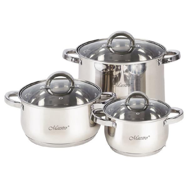 

Набор посуды нержавеющий Maestro 1.5 х 3 х 5 л (3 шт.) MR-2120-6L (MR-2120-6L)