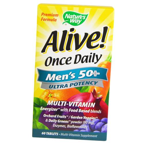 

Мультивитамины для мужчин 50+, Alive! Once Daily Men's 50+ Ultra Potency, Nature's Way 60таб (36344009)