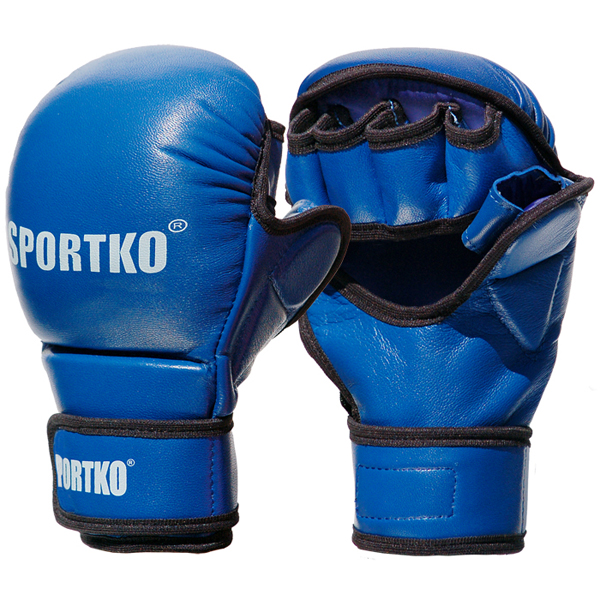 

Перчатки кожаные с открытыми пальцами Sportko арт. ПК-7 синие L