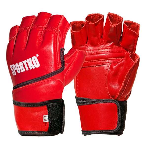 

Перчатки кожаные с открытыми пальцами Sportko ПК-4 красные XL