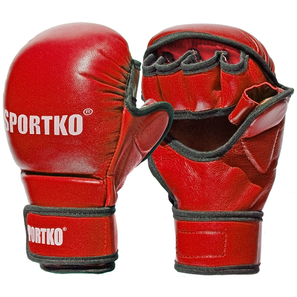 

Перчатки кожаные с открытыми пальцами Sportko арт. ПК-7 красные XL